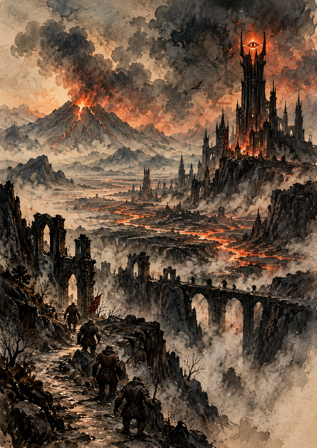 The Watching Tower & Orcs Art Print