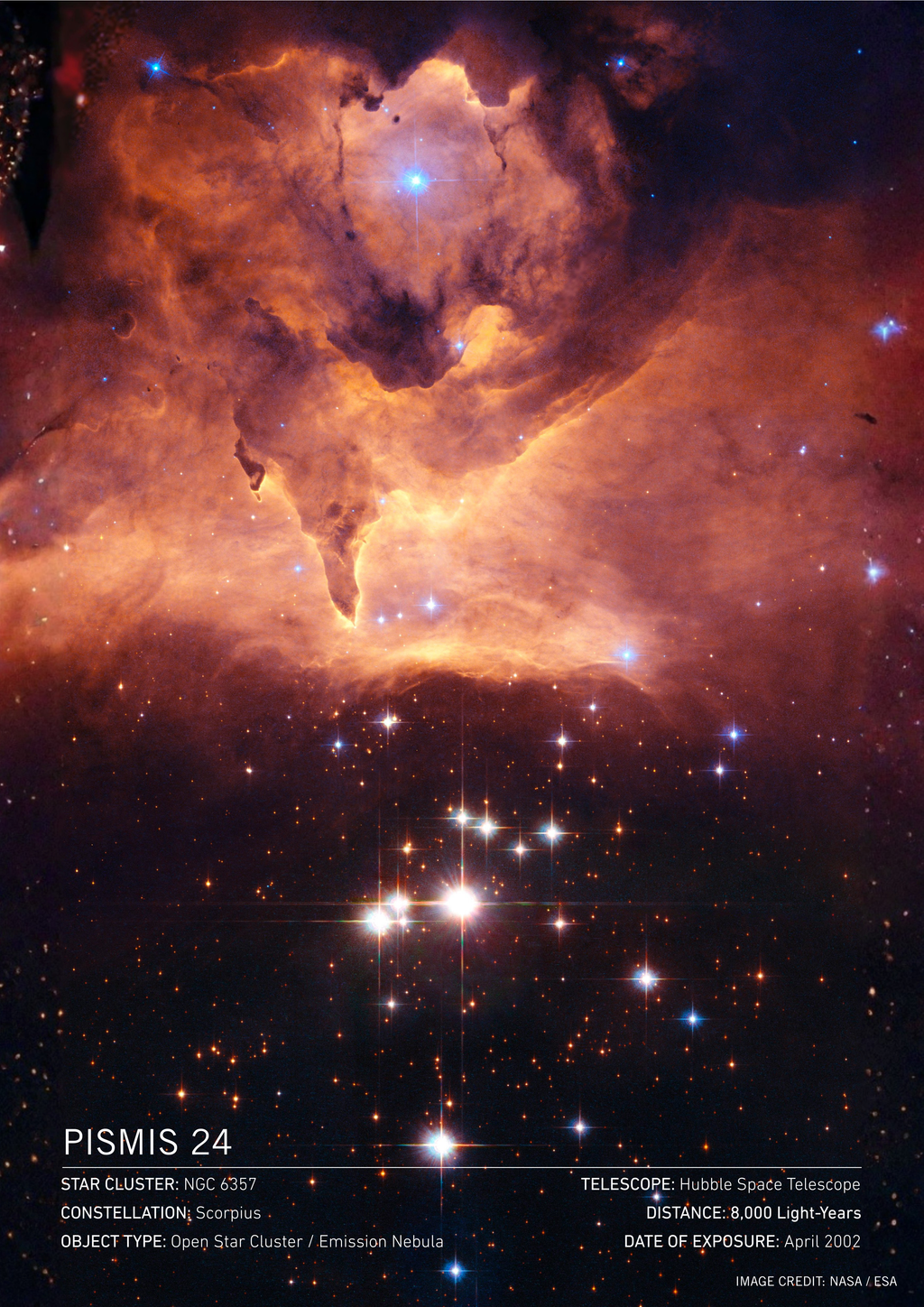 Pismis 24 Star Cluster Art Print | Hubble Space Telescope