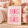 Personalised Big Sis Print – Pink Striped Big Sister Bedroom Wall Art