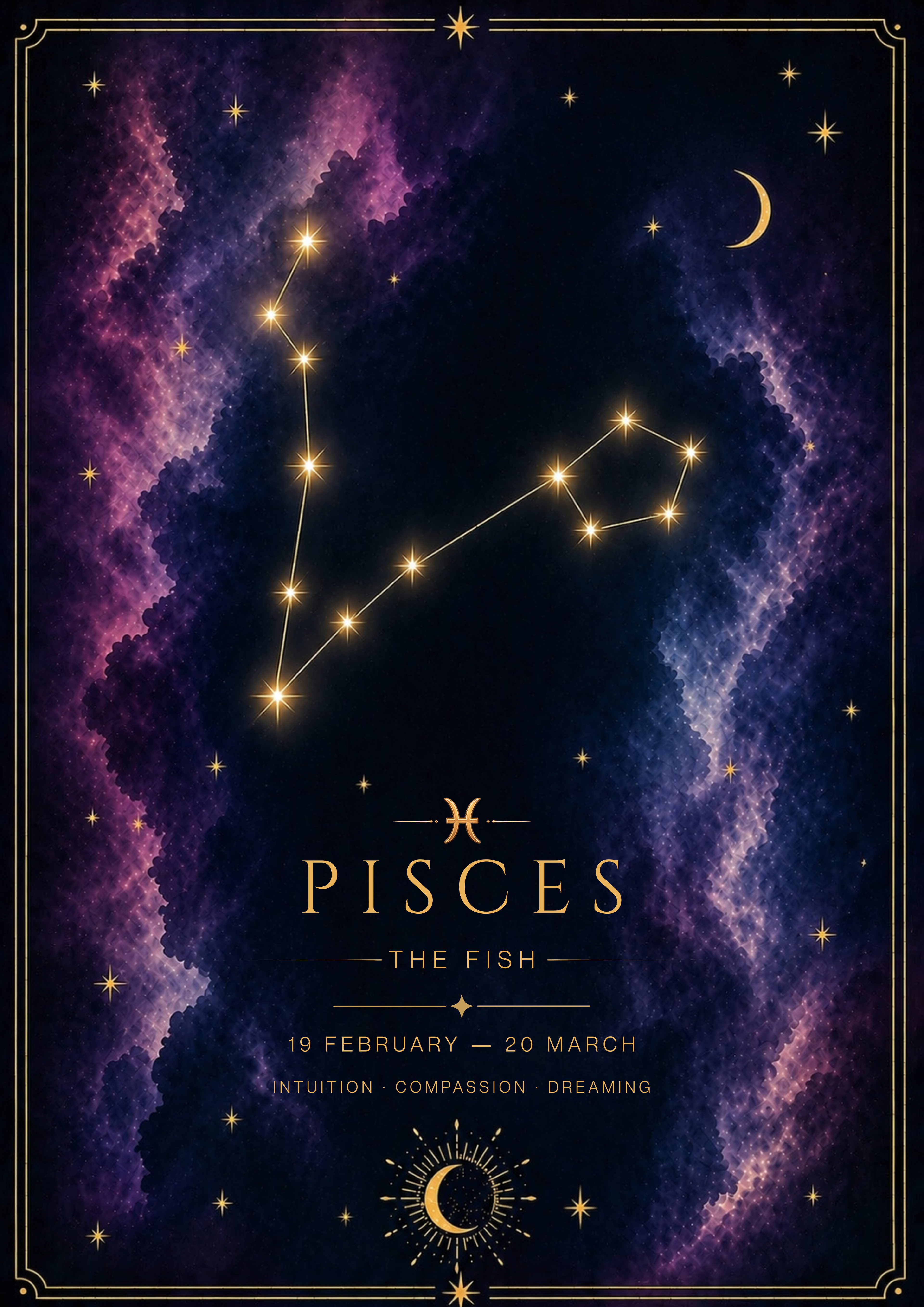 Pisces Zodiac Star Sign Art Print