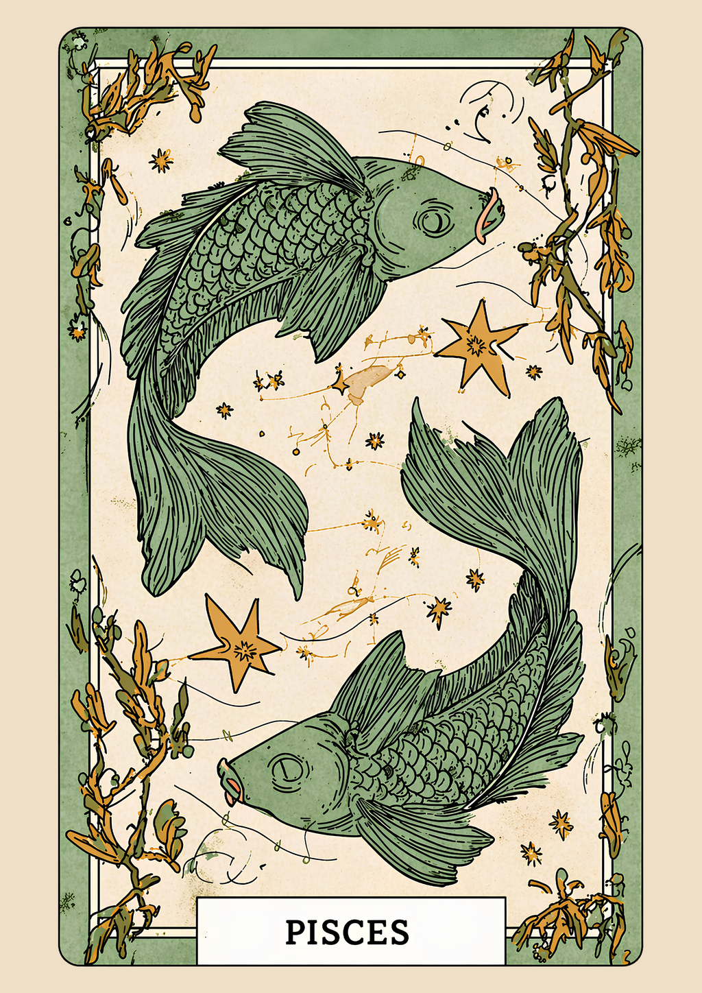 Vintage Pisces Zodiac Star Sign Art Print