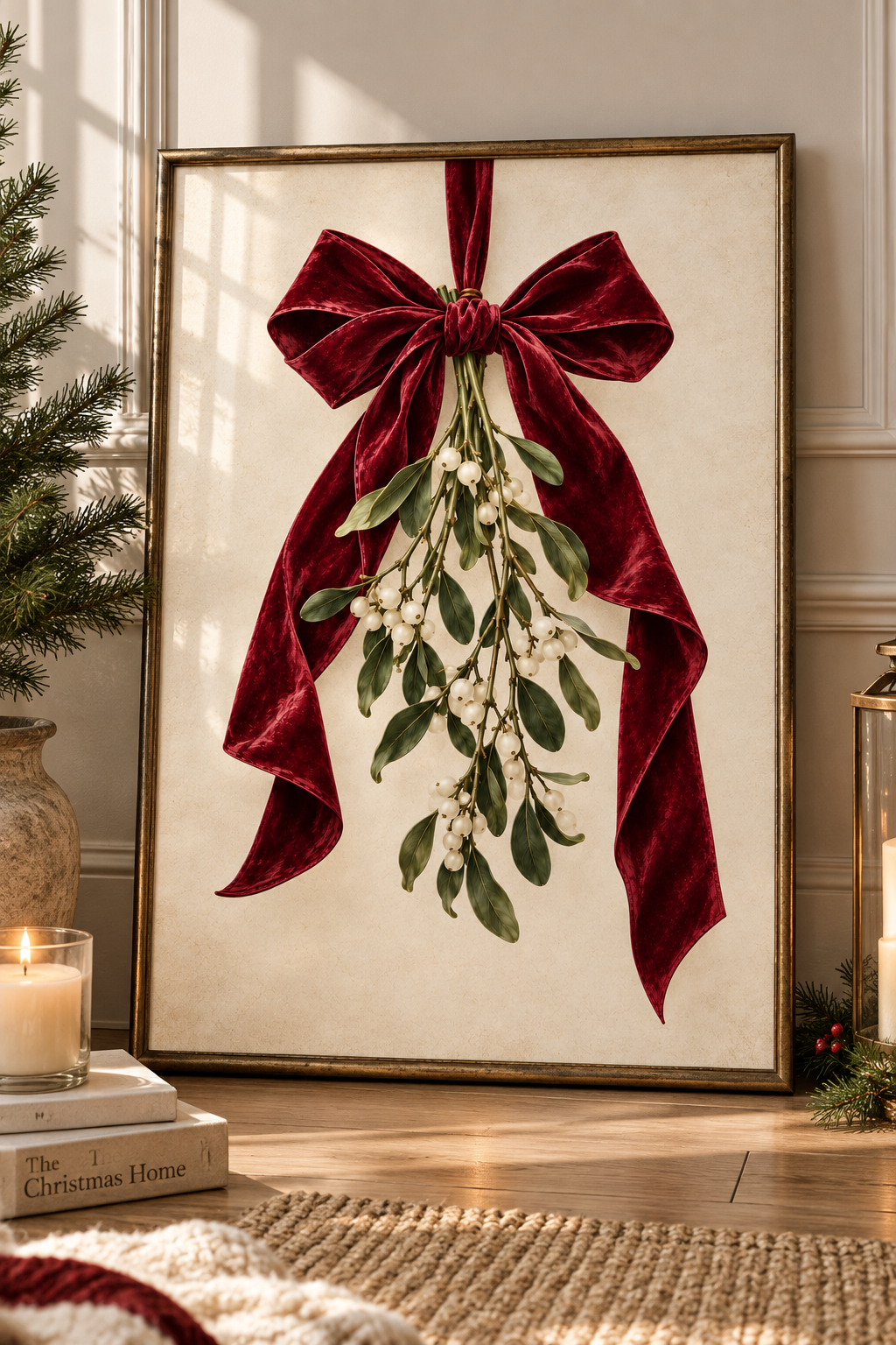 Under the Mistletoe | Vintage Christmas Bow Print
