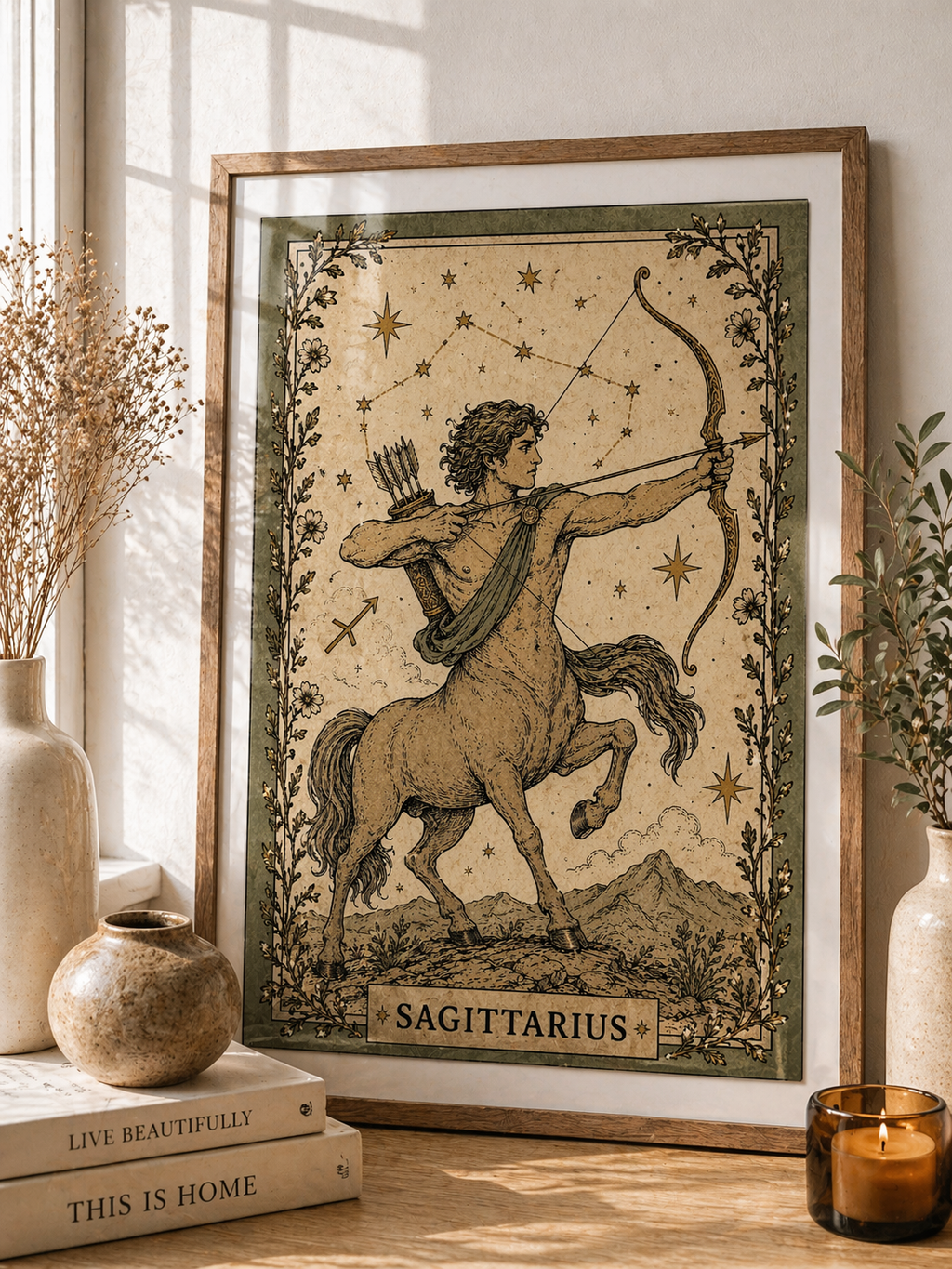 Vintage Sagittarius Zodiac Star Sign Art Print