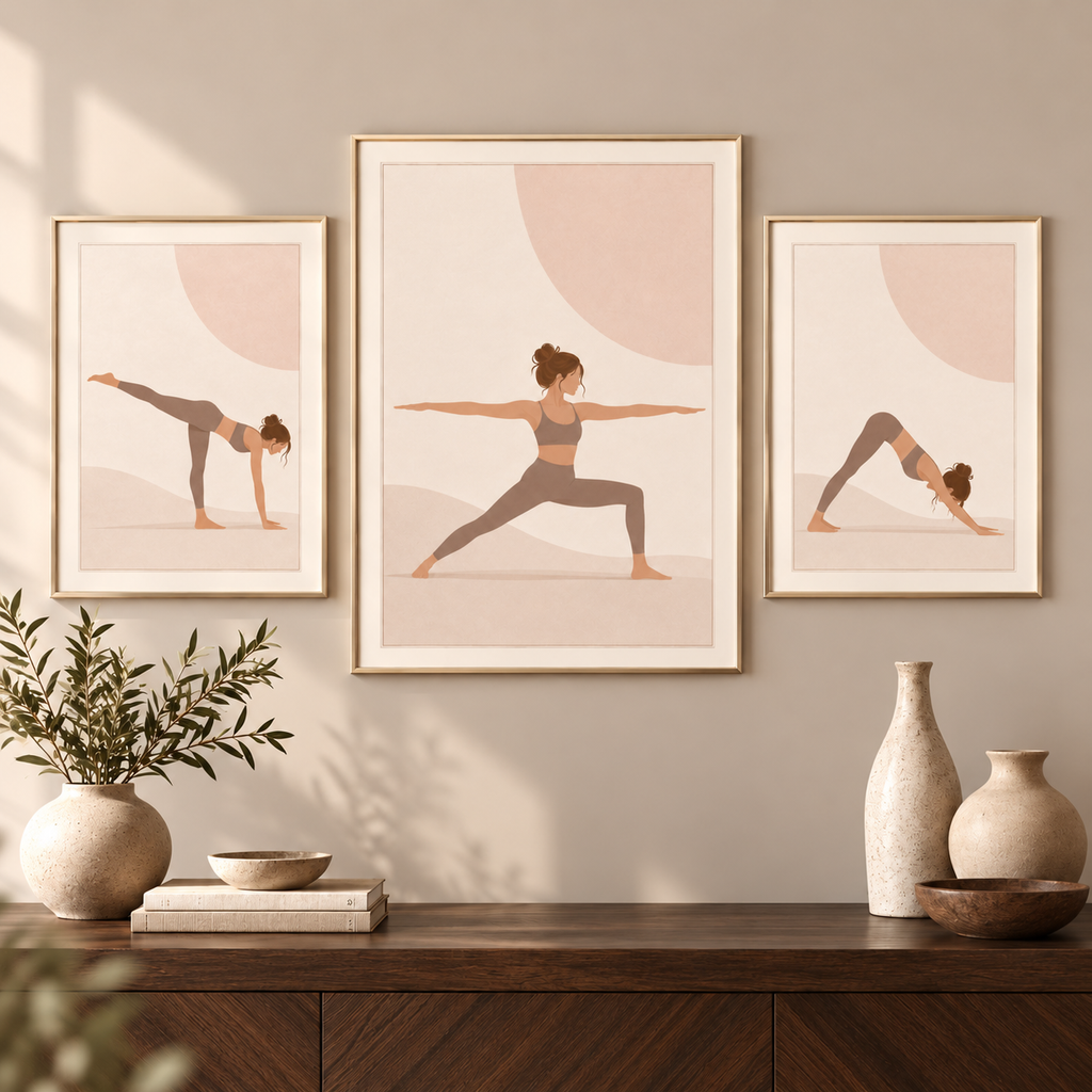 Strength – Minimalist Warrior II Yoga Wall Art Print