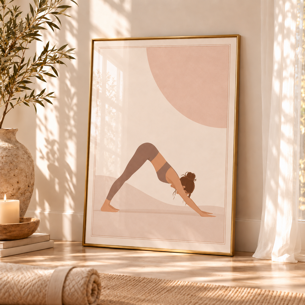 Neutral Yoga Wall Art Set of 3 – Minimalist Boho Wellness Prints