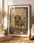 Vintage Taurus Zodiac Star Sign Art Print