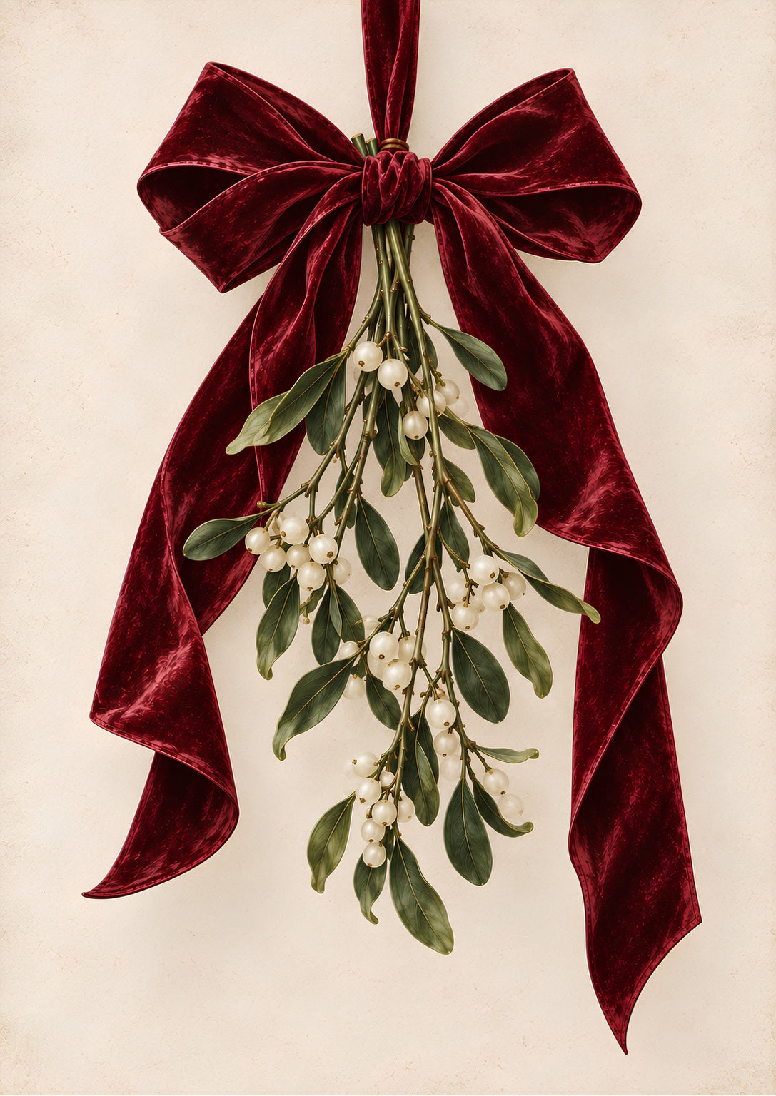 Under the Mistletoe | Vintage Christmas Bow Print