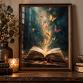 The Story Within | Enchanted Book & Butterfly Art Print | Dark Teal Fantasy Wall Art