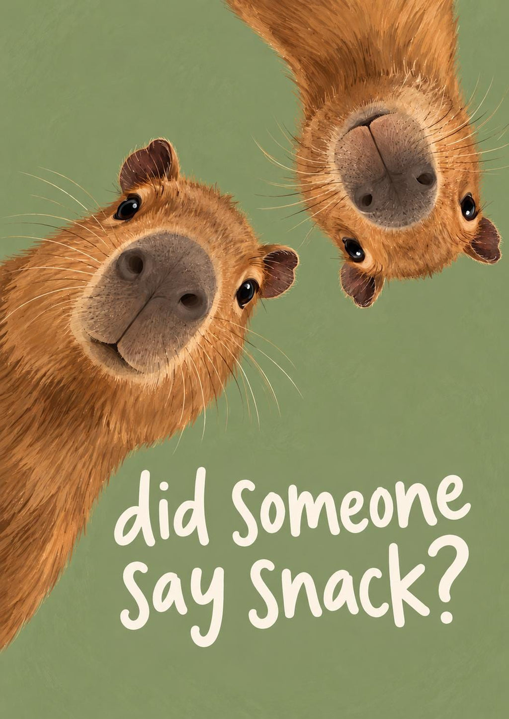Capybara Green Kitchen Print, Did Someone Say Snack Poster, Funny Capybara Wall Art, Quirky Kitchen Decor, Cute Animal Print, Foodie Gift