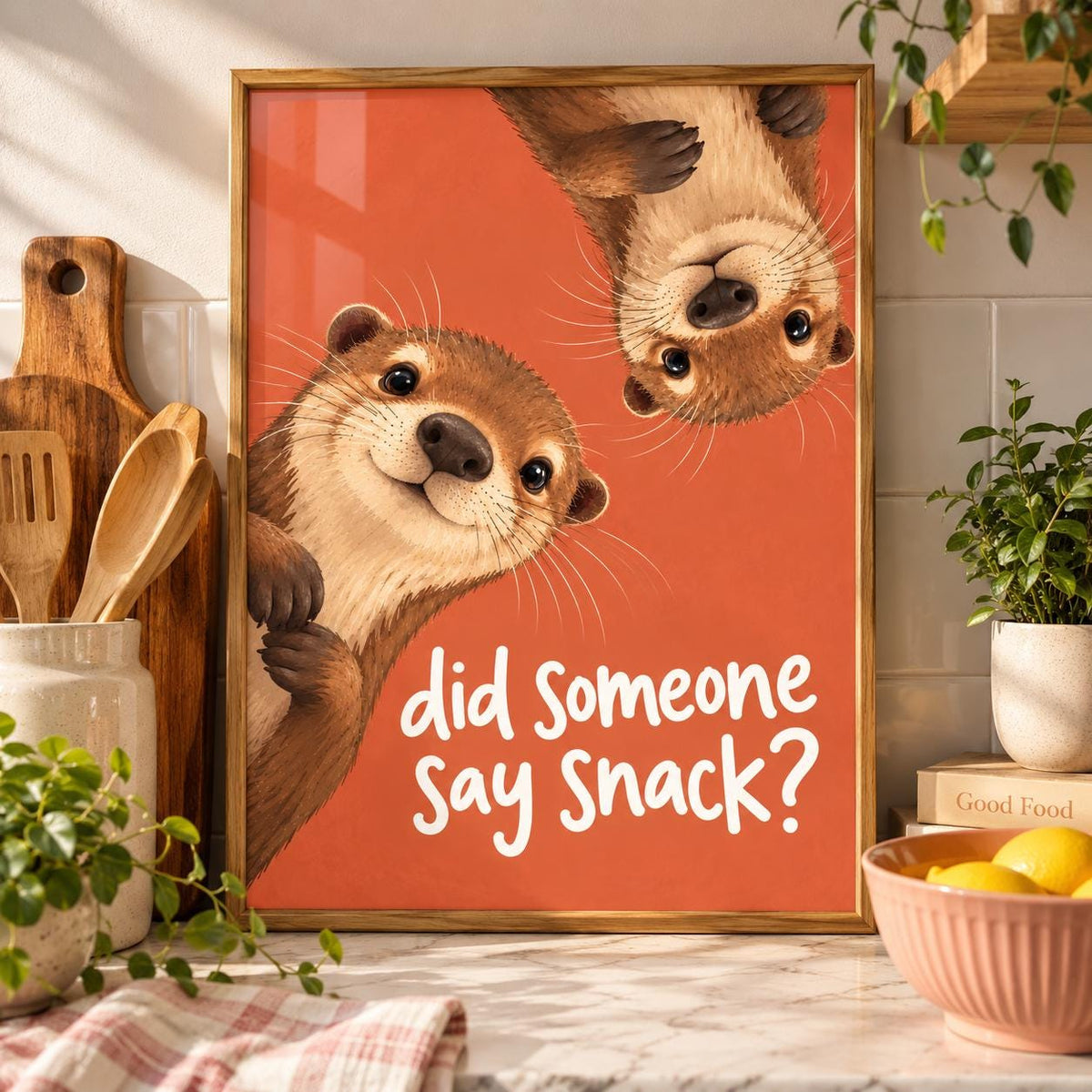 Otter Kitchen Print, Did Someone Say Snack Poster, Funny Otter Wall Art, Cute Animal Kitchen Decor, Quirky Foodie Gift