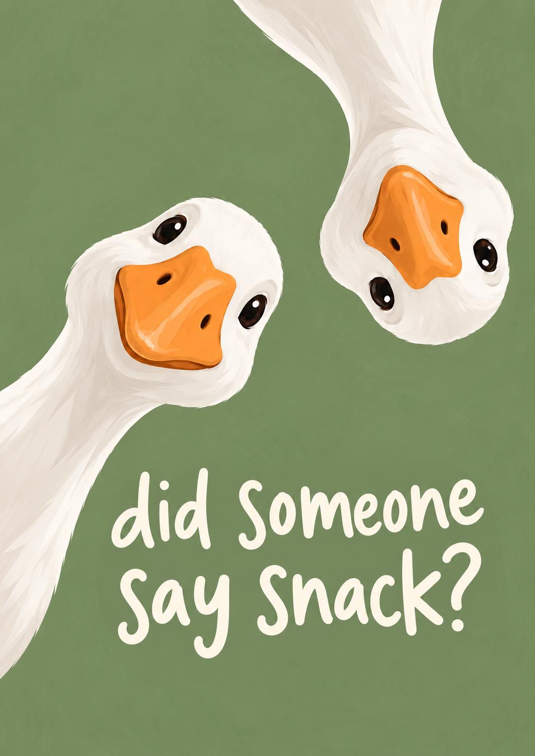 Did Someone Say Snack Goose Print, Funny Kitchen Wall Art, Cute Goose Poster, Colourful Kitchen Decor, Duck Print, Quirky Foodie Gift
