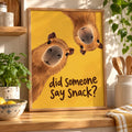 Capybara Yellow Kitchen Print, Did Someone Say Snack Poster, Funny Capybara Wall Art, Quirky Kitchen Decor, Cute Animal Print, Foodie Gift